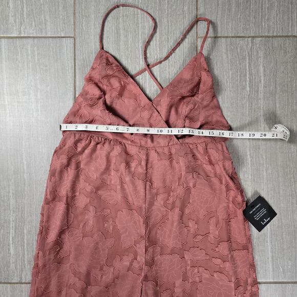 NWT Lulu's Flower Up Mauve Pink Sleeveless Lace-Up Wide-Leg Jumpsuit Large - Picture 3 of 11
